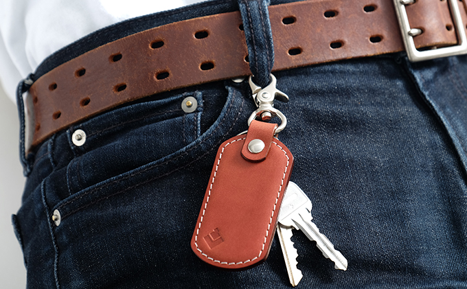 牛革シンプルキーホルダー　ブラウン