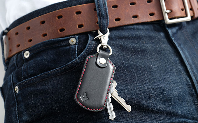 牛革シンプルキーホルダー　ブラック｜北海道 滝川市 牛革 革 革製品 キーホルダー キー 鍵