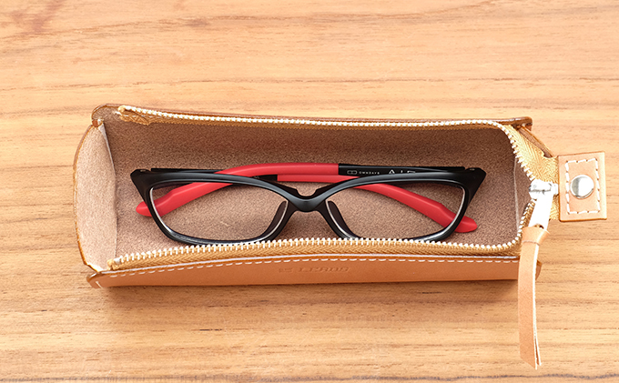 牛革 メガネ・ペンケース ナチュラル｜北海道 滝川市 めがねケース メカネケース ペンケース 革 革製品 牛革 ケース