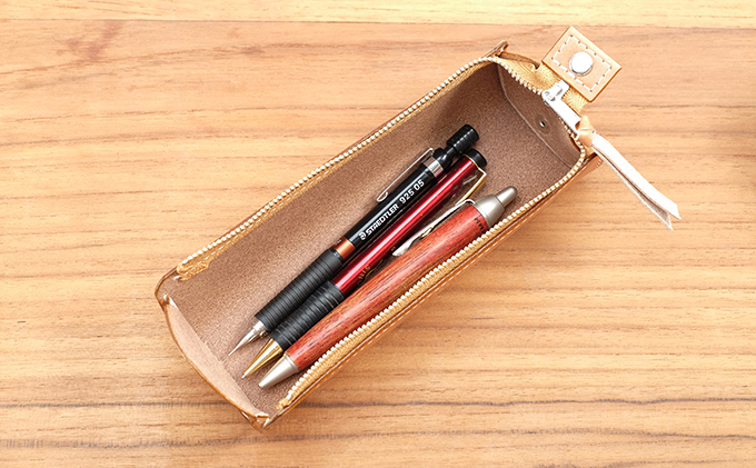 牛革 メガネ・ペンケース ナチュラル｜北海道 滝川市 めがねケース メカネケース ペンケース 革 革製品 牛革 ケース