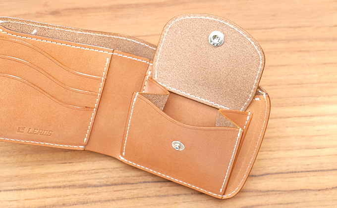 牛革ハーフウォレット（二つ折り財布）ナチュラル