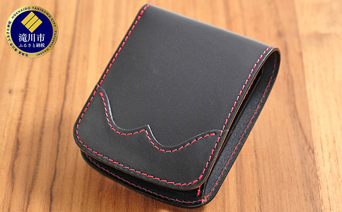 牛革ハーフウォレット（二つ折り財布）ブラック