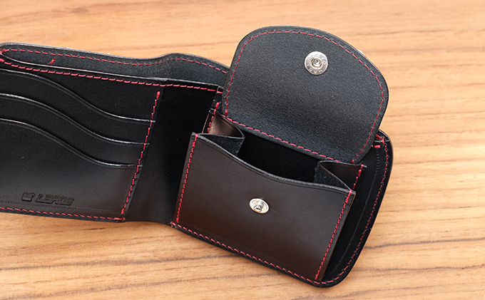 牛革ハーフウォレット（二つ折り財布）ブラック