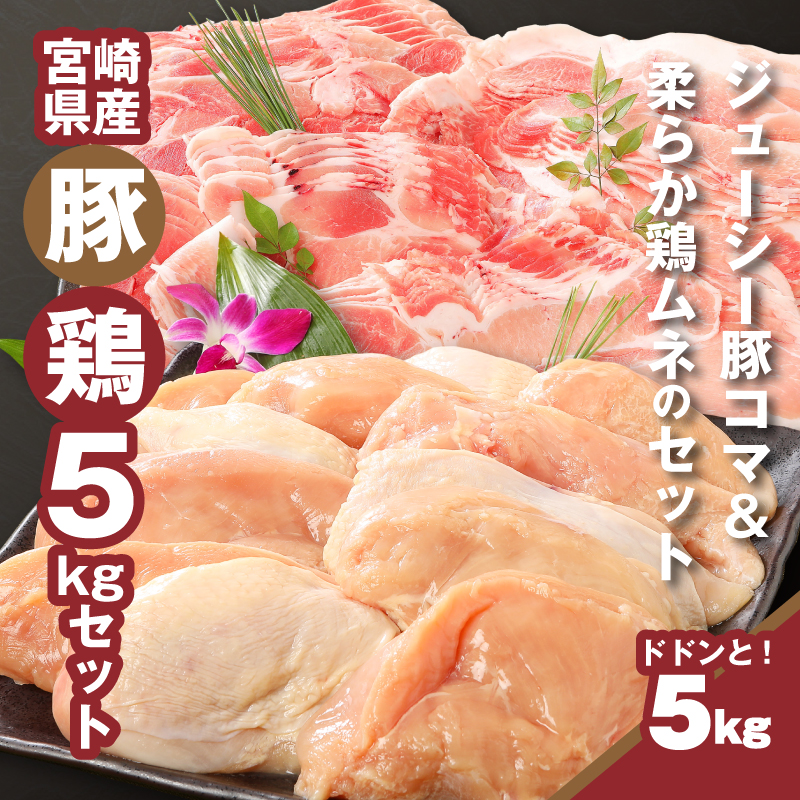 宮崎県木城町のふるさと納税 宮崎県産豚2kg・鶏ムネ3kg　計5kgセット  K16_0015_10