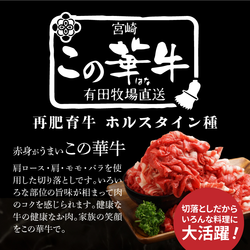 宮崎県木城町のふるさと納税 ＜有田牧場直送　この華牛切落したっぷり 800ｇ＞ K20_0002_3