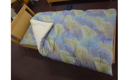 極上純綿　もめん布団　掛敷セット　(ジャワ柄・青)【CW79W】