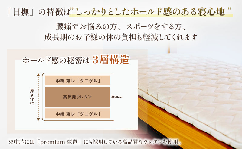 滋賀県米原市のふるさと納税 3層バランス敷布団「日撫（ひなで）」ダブル 近江布団 寝具 敷き布団