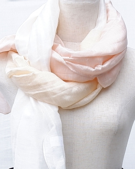 富士桜工房リネン×シルクストール「さらつや」ピンクベージュ 通気性に