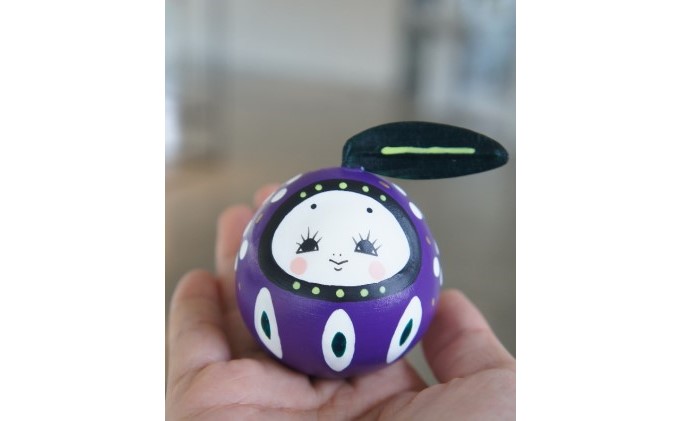 【 小豆島 】小豆島オリーブ姫だるま（紫） インテリア 張り子 はりこ 