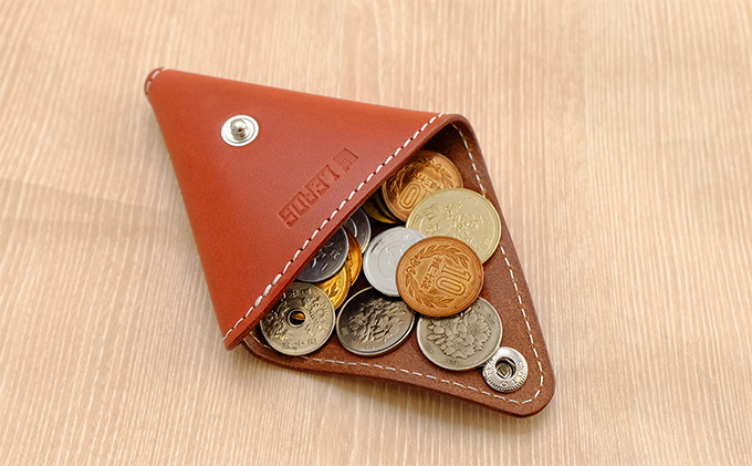 牛革　三角コインケース（小銭入れ）ブラウン