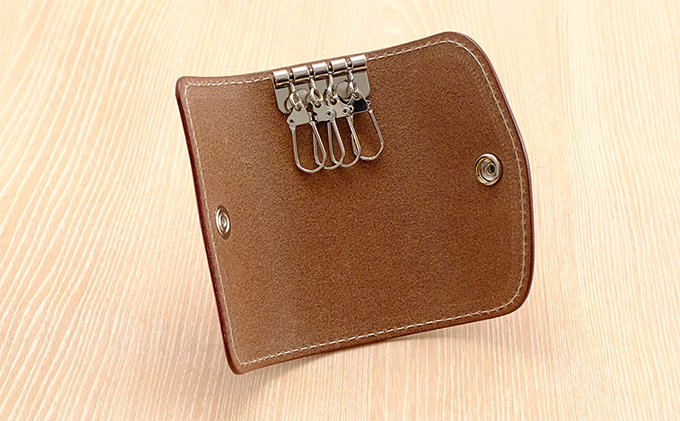 牛革 シンプルキーケース（4連金具）ナチュラル｜北海道 滝川市 革 革製品 キーケース キー 鍵 鍵ケース ケース