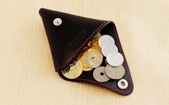 牛革　三角コインケース（小銭入れ）ブラック