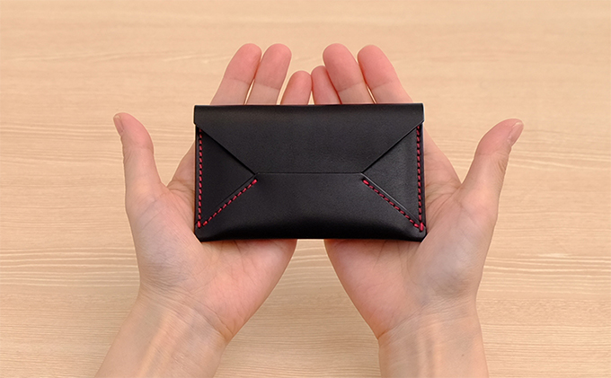 牛革　レター型名刺入れ　ブラック