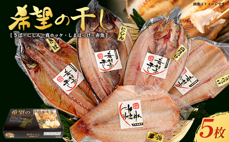 【宮城県岩沼市】厳選 干物セット 希望の干し Aセット 詰め合わせ 干物 ひもの さば にしん 真ホッケ しまほっけ 赤魚 5枚 セット 魚 魚介 魚介類 冷凍 ギフト 贈り物 プレゼント ギフトセット 宮城 宮城県 岩沼市