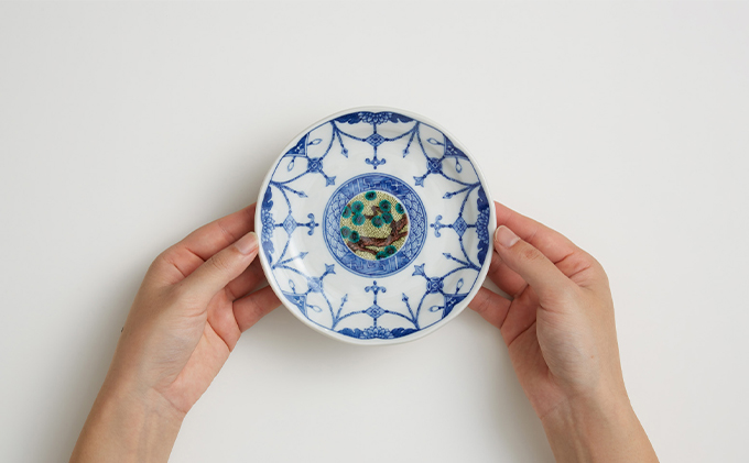 九谷焼 4.5号皿揃・吉田屋絵変り(5枚セット) a01 焼き物 民芸品