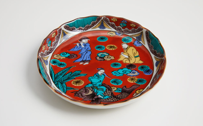 九谷焼 4.5号皿揃・時代絵（5枚セット）a01 民芸品 工芸品 お皿 豆皿 