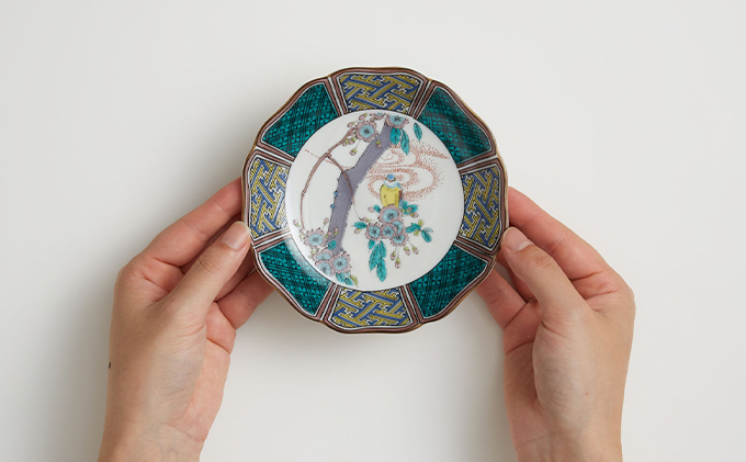 九谷焼　4.2号皿揃　花鳥絵変り（5枚セット） a01 民芸品 工芸品 お皿 豆皿 