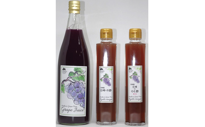 ぶどう農家浅桑園のこだわり巨峰のジュース&お酢セット 果汁飲料 野菜飲料 ぶどうジュース ブドウ たれ ドレッシング 果実酢 