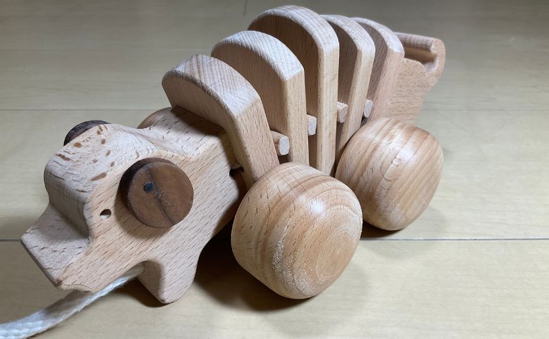 手作り木のおもちゃ　お散歩ワンちゃん 玩具 工芸品 