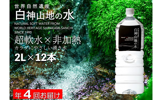 【青森県鰺ヶ沢町】【定期便 年4回お届け!!】白神山地の水 2L×12本