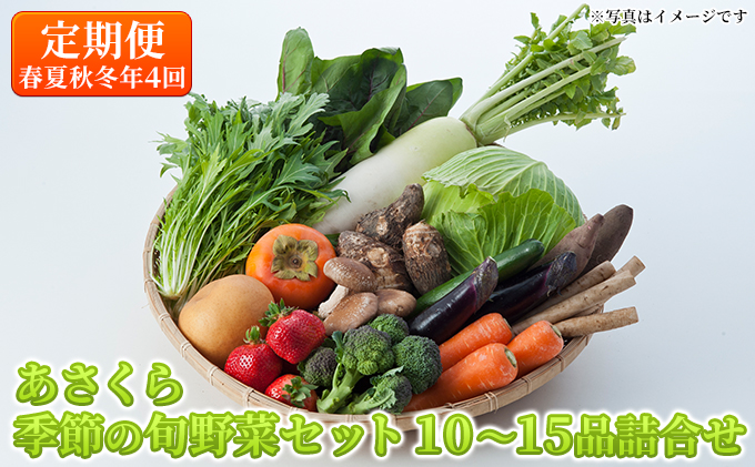 定期便 野菜セット 年4回 春夏秋冬 おまかせ 10～15種 旬 朝倉市産　着日指定不可 配送不可 離島 詰合せ 
