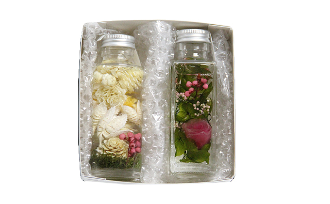 ドライフラワーのハーバリウムおまかせ2本セット 北海道 南富良野町 ドライフラワー 華 花 お花 ハーバリウム おまかせ セット 詰合せ インテリア 植物 手作り 