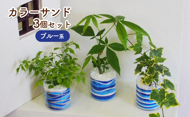 カラーサンド 3個 セット ブルー系 植物 インテリア ガーデン 