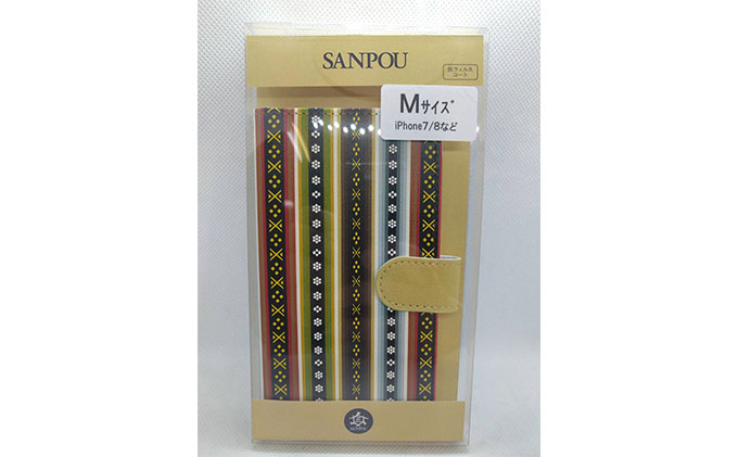 抗ウィルス天平文様汎用手帳型スマートフォンケース竹帙　Mサイズ 小物 