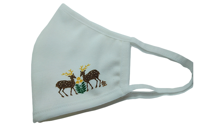 肌に優しい天平模様コットンマスク　鹿　-奈良に伝わる日本最古の古典文様- 雑貨 日用品 ファッション 日本製 布製 