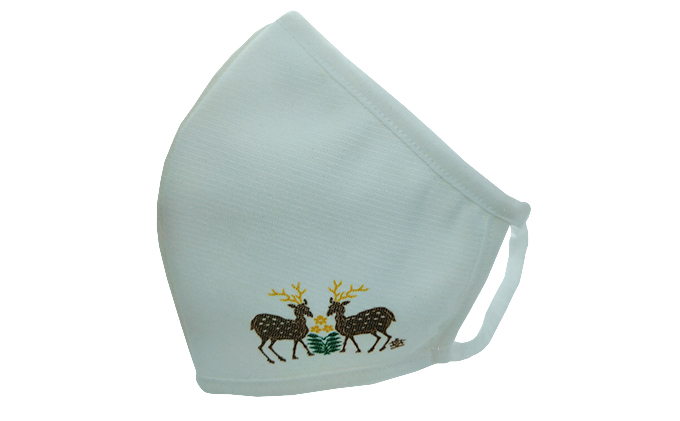 肌に優しい天平模様コットンマスク　鹿　-奈良に伝わる日本最古の古典文様- 雑貨 日用品 ファッション 日本製 布製 