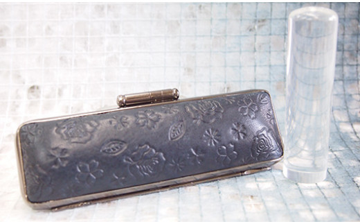 山梨県市川三郷町のふるさと納税 女性にお勧め！印鑑13.5mm「水晶」花柄イタリアンレザ印鑑ケース付[5839-1384]　