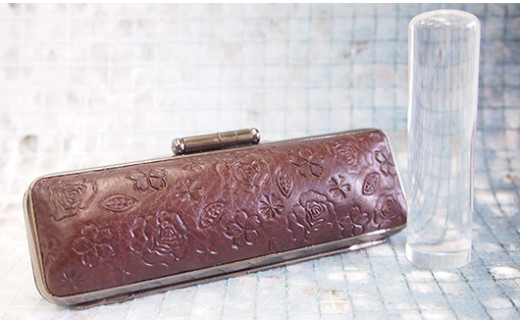 山梨県市川三郷町のふるさと納税 女性にお勧め！印鑑13.5mm「水晶」花柄イタリアンレザ印鑑ケース付[5839-1384]　