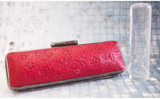 山梨県市川三郷町のふるさと納税 女性にお勧め！印鑑13.5mm「水晶」花柄イタリアンレザ印鑑ケース付[5839-1384]　