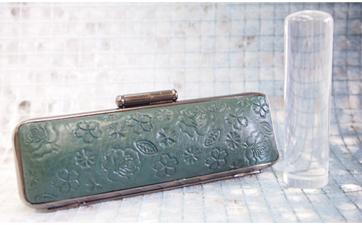 山梨県市川三郷町のふるさと納税 女性にお勧め！印鑑13.5mm「水晶」花柄イタリアンレザ印鑑ケース付[5839-1384]　