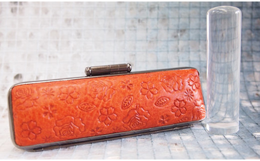 山梨県市川三郷町のふるさと納税 女性にお勧め！印鑑13.5mm「水晶」花柄イタリアンレザ印鑑ケース付[5839-1384]　