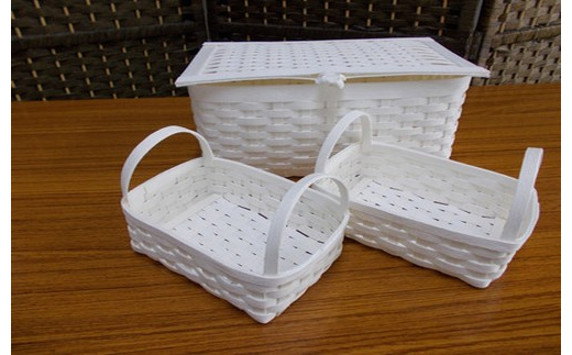 北海道紋別市のふるさと納税 15-255 収納ボックス３点セット（白系）