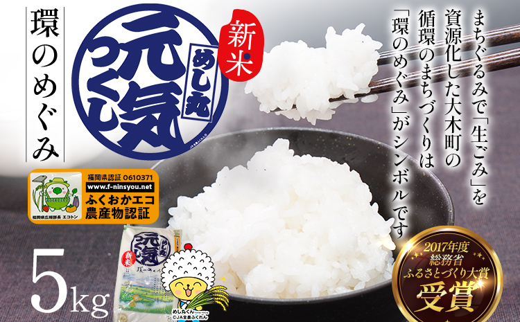 福岡県大木町のふるさと納税 令和6年度米 特別栽培米「環のめぐみ」　精米5ｋｇ　AI001-1