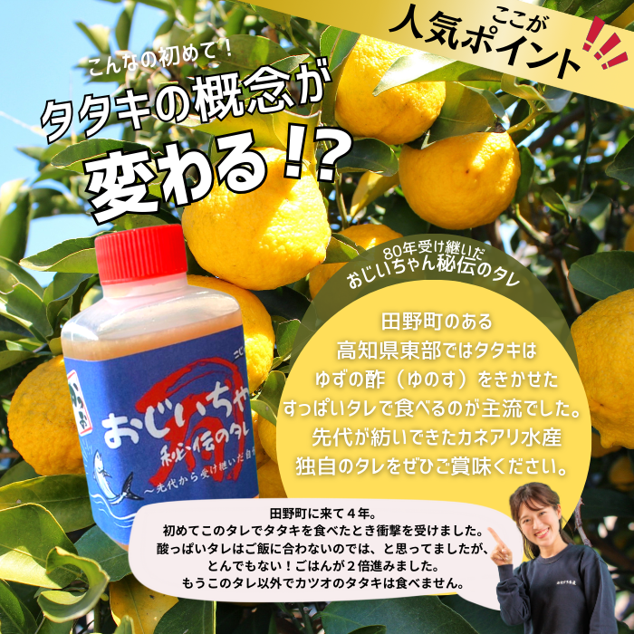 高知県田野町のふるさと納税 【四国一小さなまち】≪カネアリ水産≫ カツオのわら焼きタタキ２節（冷凍）