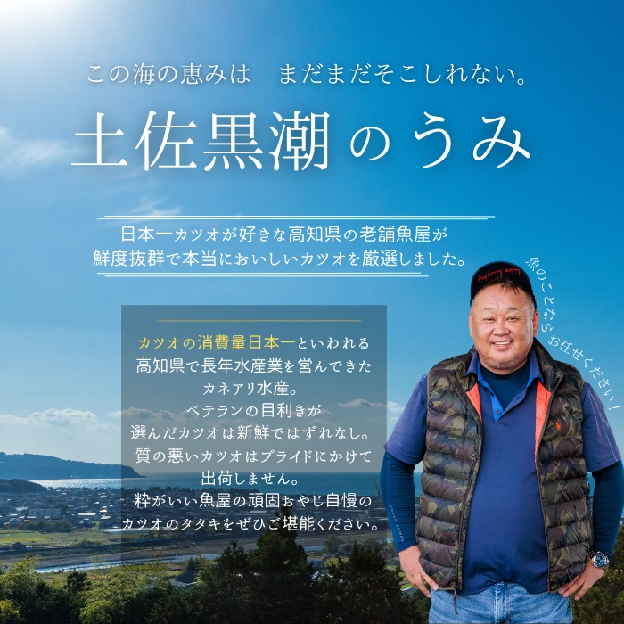 高知県田野町のふるさと納税 【四国一小さなまち】≪カネアリ水産≫ カツオのわら焼きタタキ１節（冷凍）
