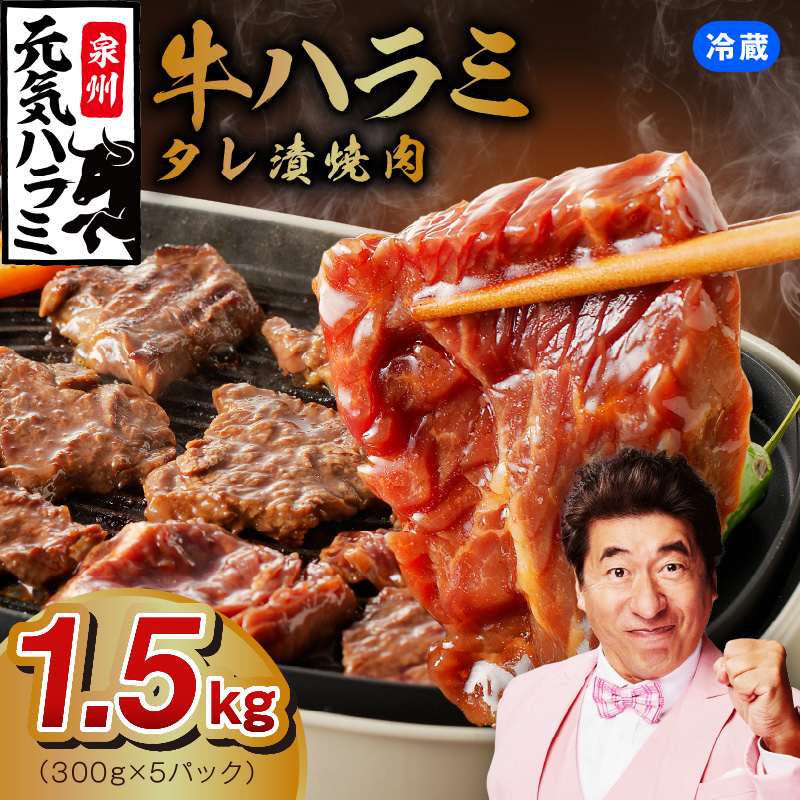 大阪府泉佐野市のふるさと納税 冷蔵配送 牛ハラミ タレ漬焼肉 1.5kg（300g×5） 015B299