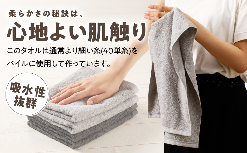 大阪府泉佐野市のふるさと納税 【TVで紹介！】ナチュレル 贅沢フェイスタオル 10枚（グレー系）【泉州タオル 国産 吸水 普段使い 無地 シンプル 日用品 家族 ファミリー】 010B666