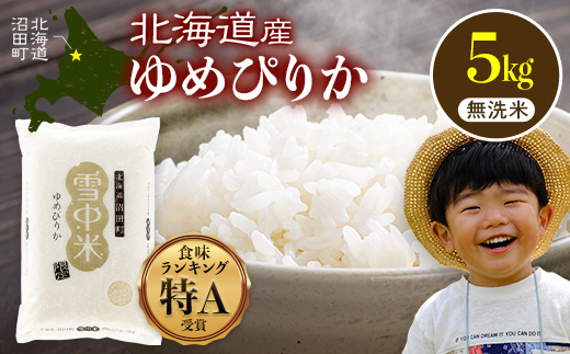 【先行予約】令和7年産 特Aランク米 ゆめぴりか 無洗米 5kg（5kg×1袋）【6月発送】雪冷気 籾貯蔵 雪中米 北海道 nr-0244