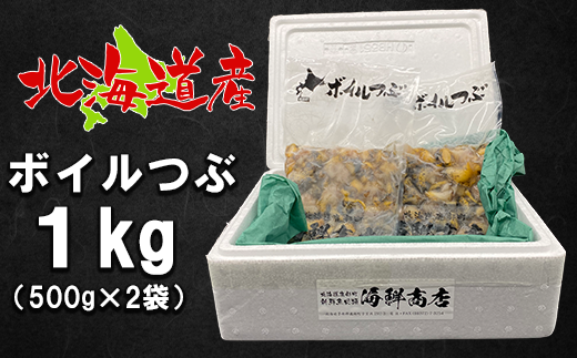 北海道鹿部町産 前浜ボイルつぶ１kg（500g×2袋） 刺身 不揃い つぶ ツブ ツブ貝 つぶ貝
