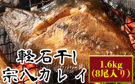 【北海道鹿部町】軽石を使った干物(冷凍) 北海道産 宗八カレイ 1.6kg(8尾入り)