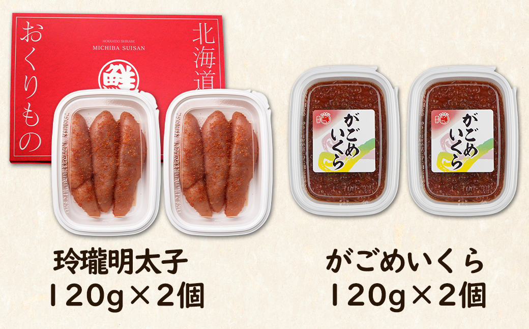 【丸鮮道場水産】玲瓏明太子とがごめいくら 120g×各2個 計480g
