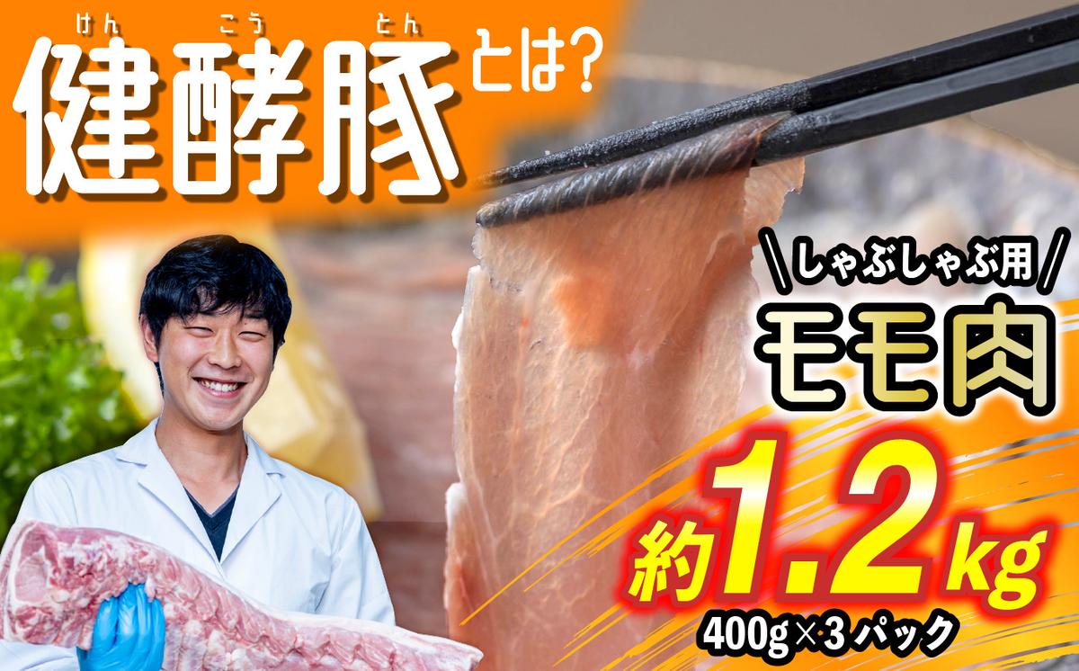 【北海道新ひだか町】北海道産 健酵豚 しゃぶしゃぶ もも肉 計1.2kg (400g×3パック)