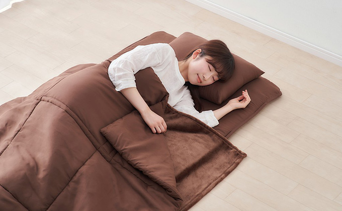 コンパクト布団 5点セット【SS(セミシングル)サイズ】KFS-C5S ブラウン アイリスオーヤマ 寝具 掛け布団 敷きマット 枕 毛布 収納バッグ ブラウン 