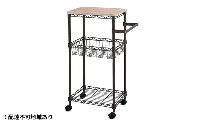 カラーメタルラック ワゴン CMM-WG4084 ブラウン アイリスオーヤマ 雑貨 日用品 天板付きのワゴン 