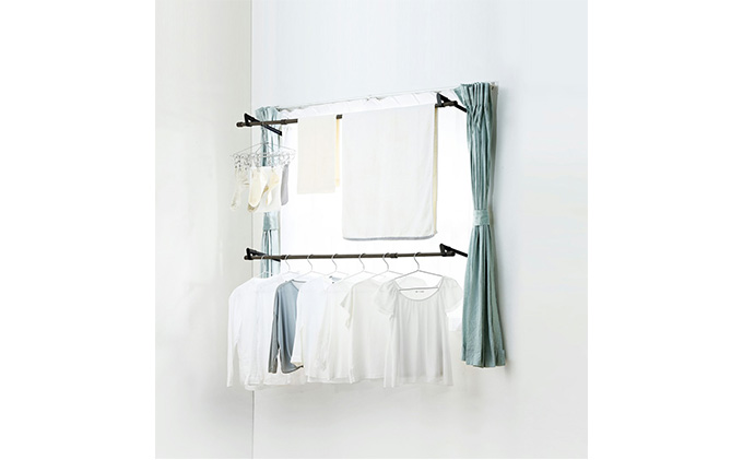 木目調窓枠物干し MW-W190N ブラック アイリスオーヤマ 雑貨 日用品 工具不要 