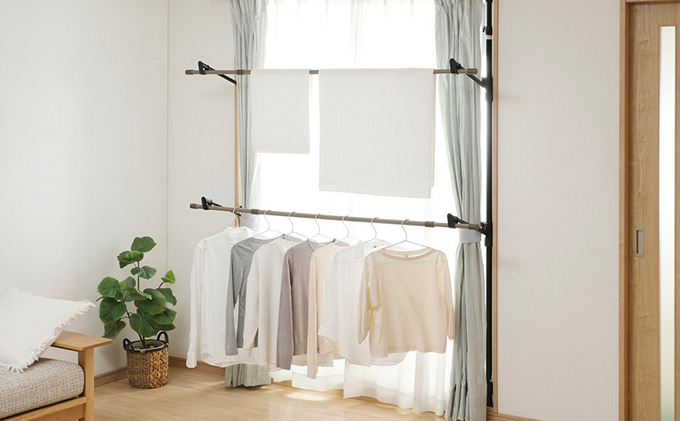 木目調窓枠物干し MW-W260N ブラック アイリスオーヤマ 雑貨 日用品 